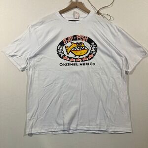 Cozumel Mexico Bad Fish T Shirt Euro Cotton XL Mens White Short Sleeve‎ Graphic